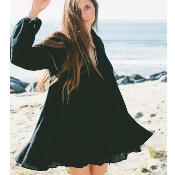 Nat by Natalie Martin Black Oversized Fit Tent/Peasant Sasha Dress, Sz S - Picture 10 of 10